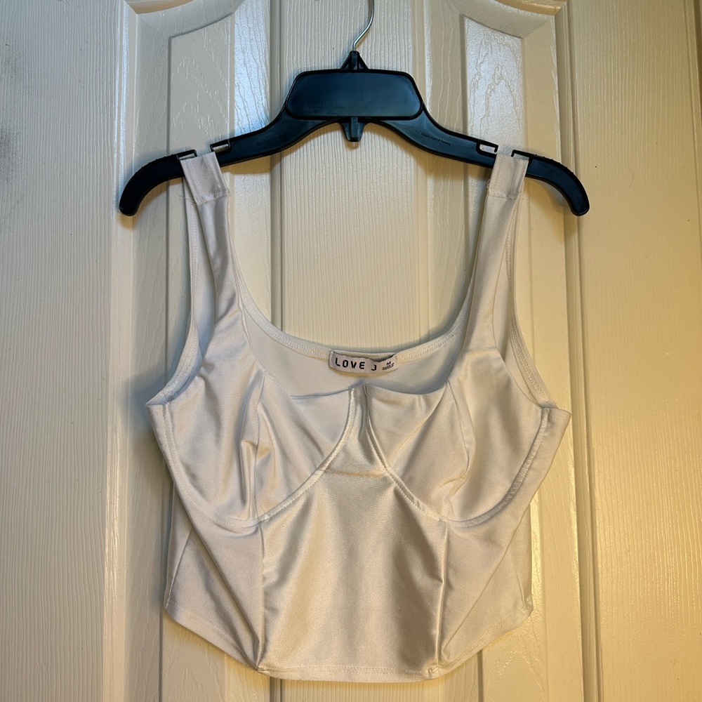 White Satin Corset Tank Top
